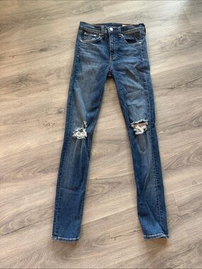rag & bone Distressed Dark Blue high rise Skinny Jeans size 25